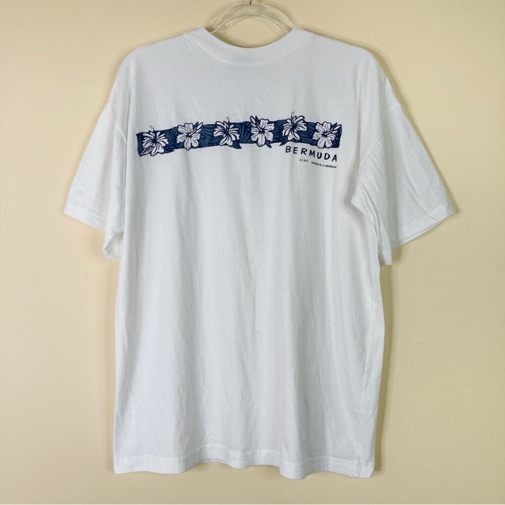 Davidson's of Bermuda Vintage White Bermuda Tee Shirt 100% Cotton Short Sleeve